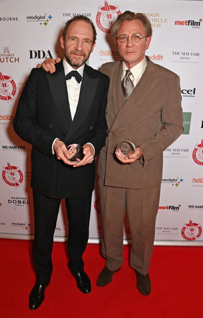 Ralph and Daniel celebrating their wins at the 45th London Critics' Circle Film Awards