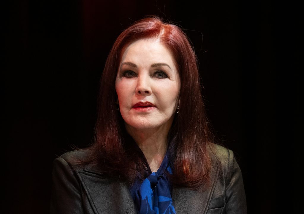 Priscilla Presley speaks at a press conference ahead of her talk show "An intimate evening with Priscilla Presley". Presley is a guest at the Jugendstil Theater with her talk show
