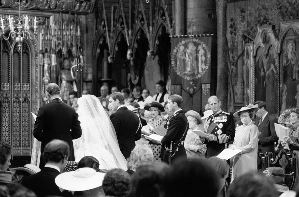 Sarah Ferguson at the alter with Prince Andrew