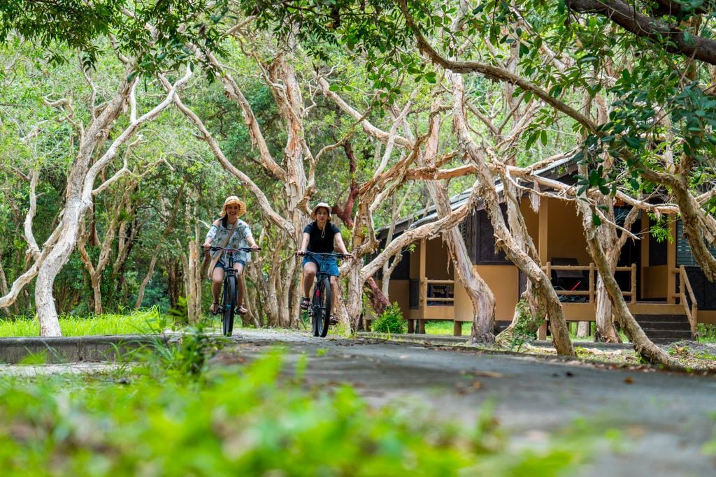 Two women cycling in Ko Tarutao