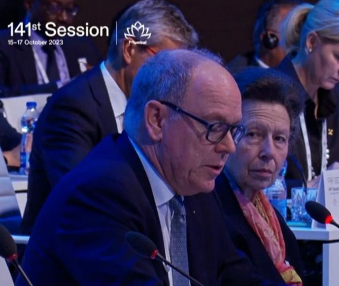Princess Anne was seated next to Prince Albert at the IOC session