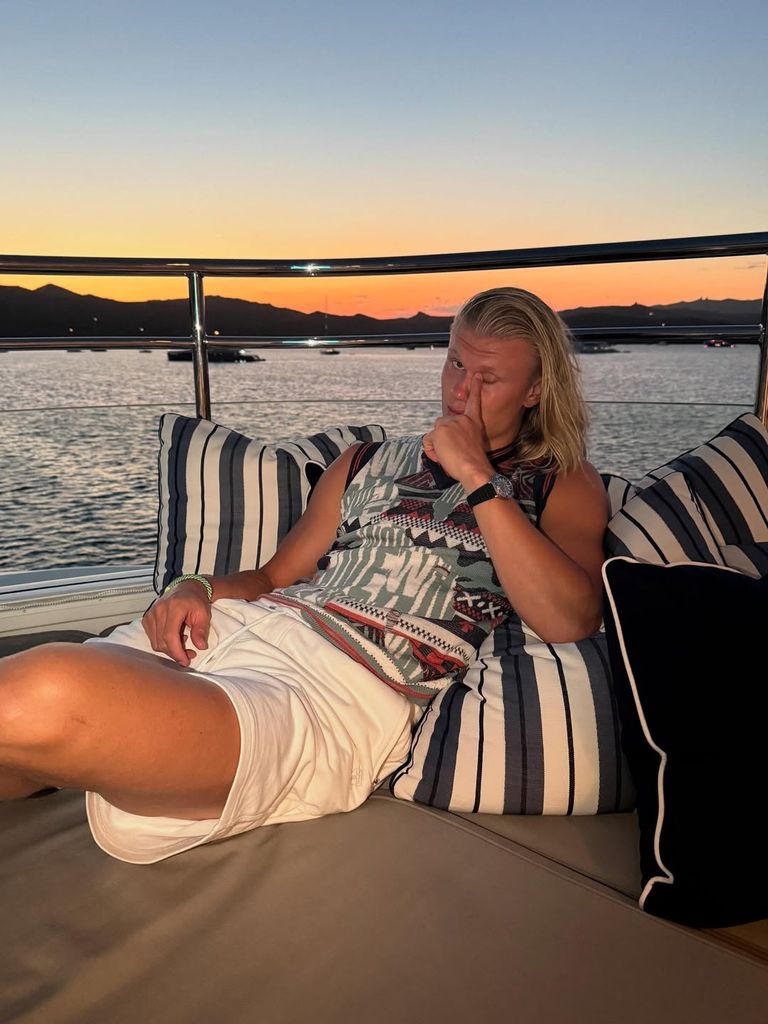 erling haaland in funky knit on yacht
