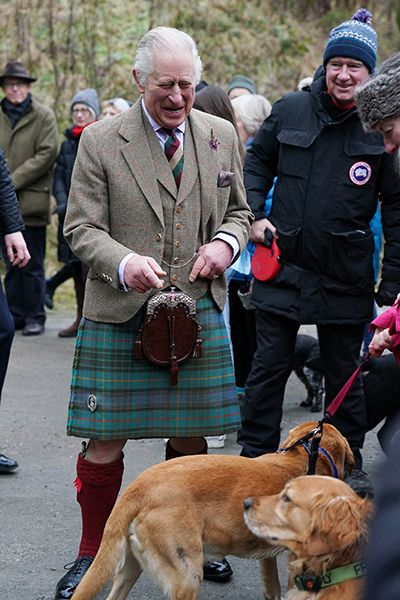 King Charles in a kilt