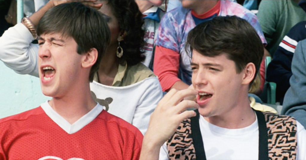 The movie "Ferris Bueller's Day Off", written and directed by John Hughes. Seen here from left, Alan Ruck as Cameron Frye and Matthew Broderick as Ferris Bueller at Wrigley Field. Initial theatrical release June 11, 1986