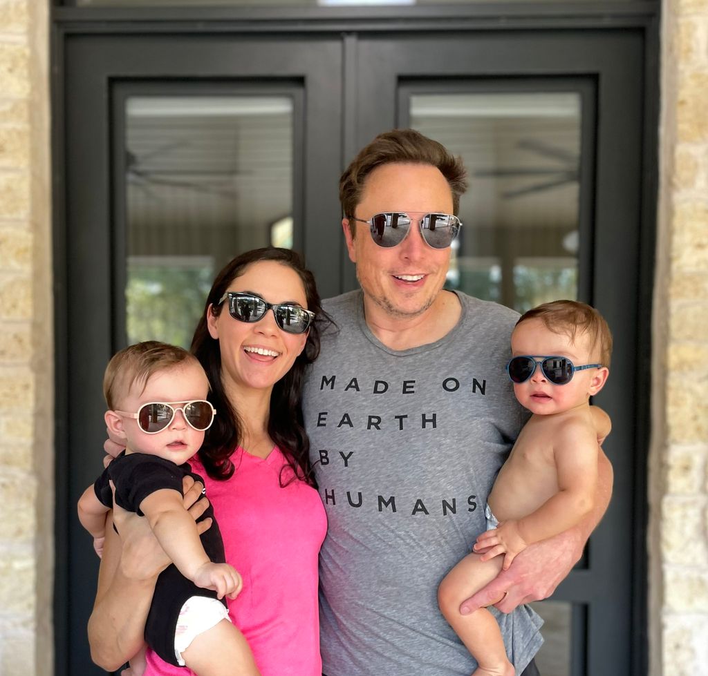 Photo shared by Shivon Zilis on X of herself and Elon Musk with their twins, daughter Azure and son Strider