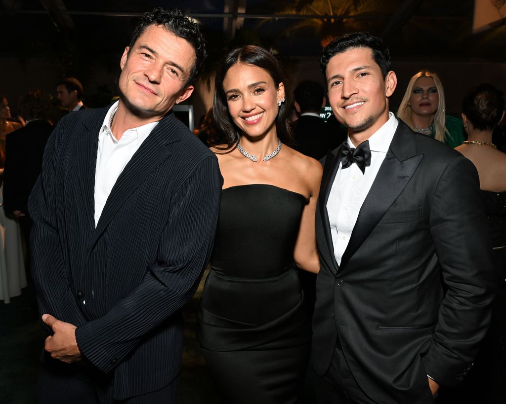 Orlando Bloom, Jessica Alba and Danny Ramirez attend the 2025 Baby2Baby Gala Presented By Paul Mitchell at Pacific Design Center on November 08, 2025 in West Hollywood, California.