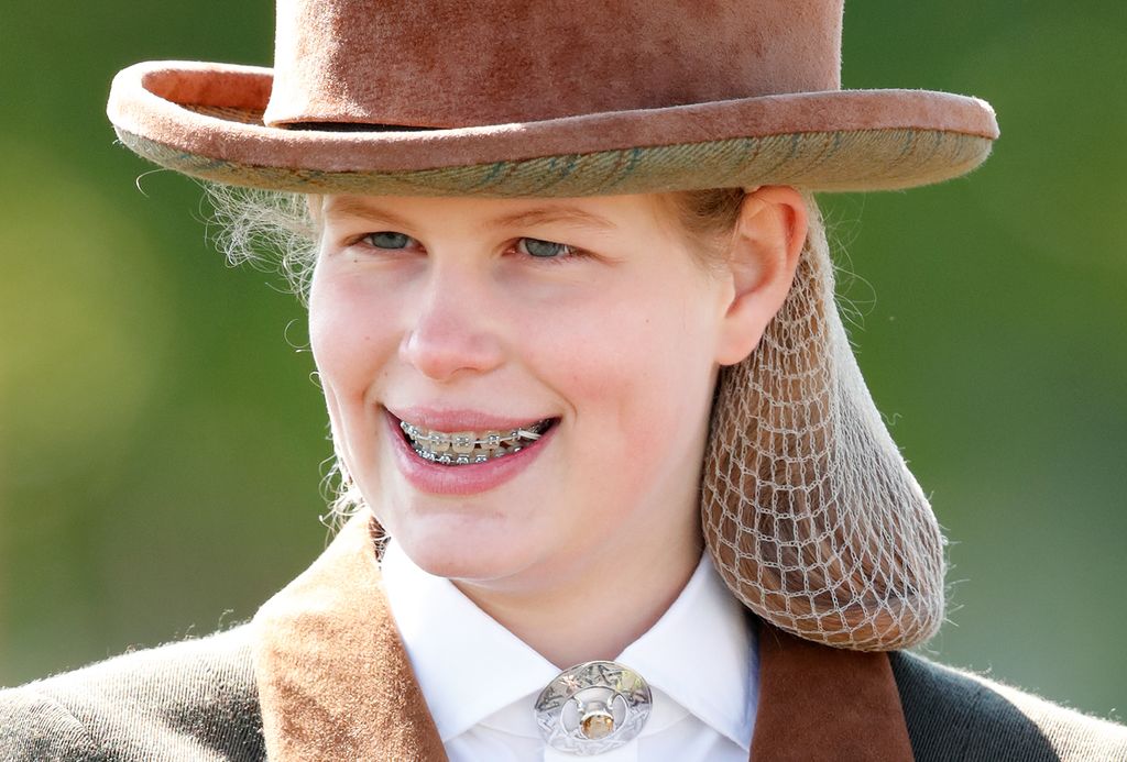 Lady Louise Windsor smiling with braces on teeth