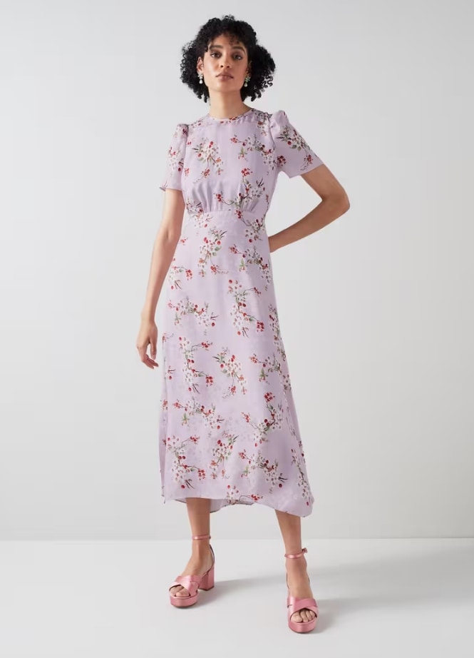 LK Bennett Boyd Cherry Blossom Silk Midi Dress