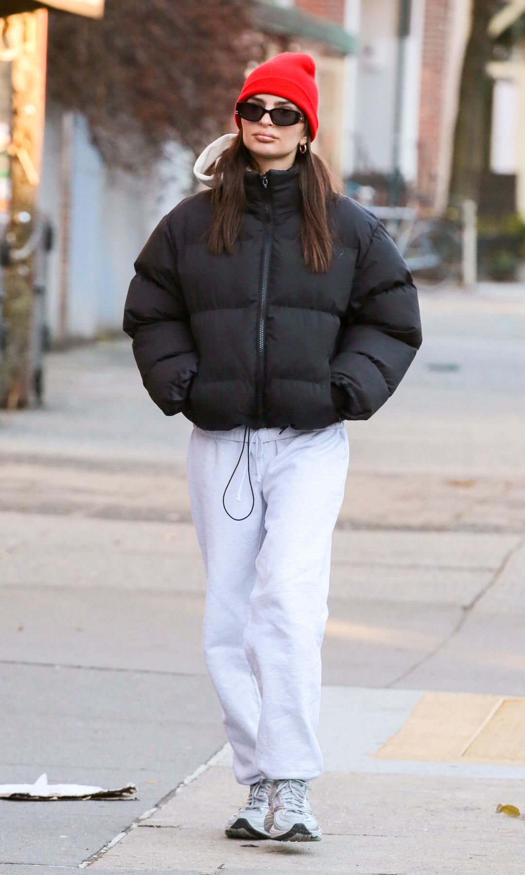 Emily Ratajkowski IN RED BEANIE