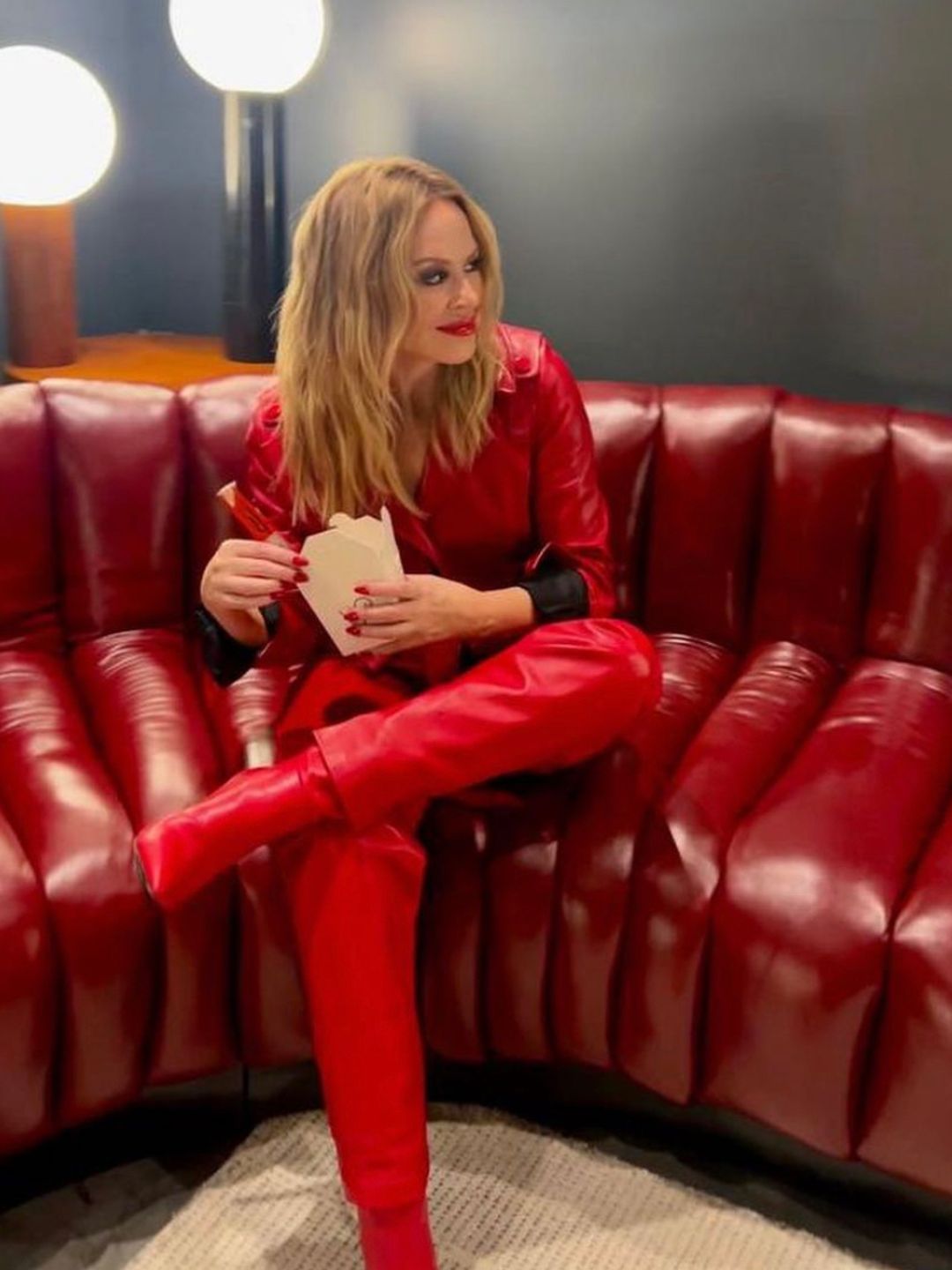 kylie minogue in red leather outfit 