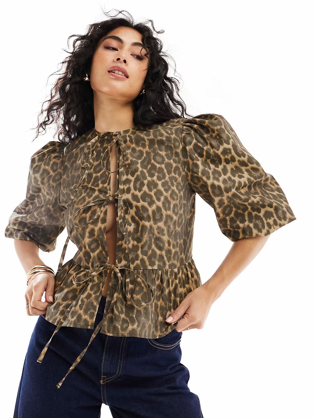 Poplin Leopard Print Top