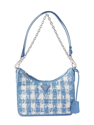 Prada blue raffia shoulder bag 