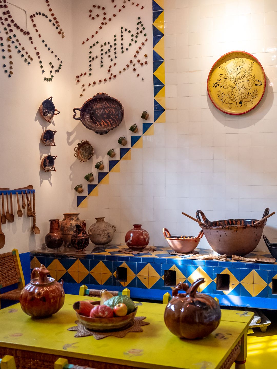 The kitchen inside the Casa Azul
