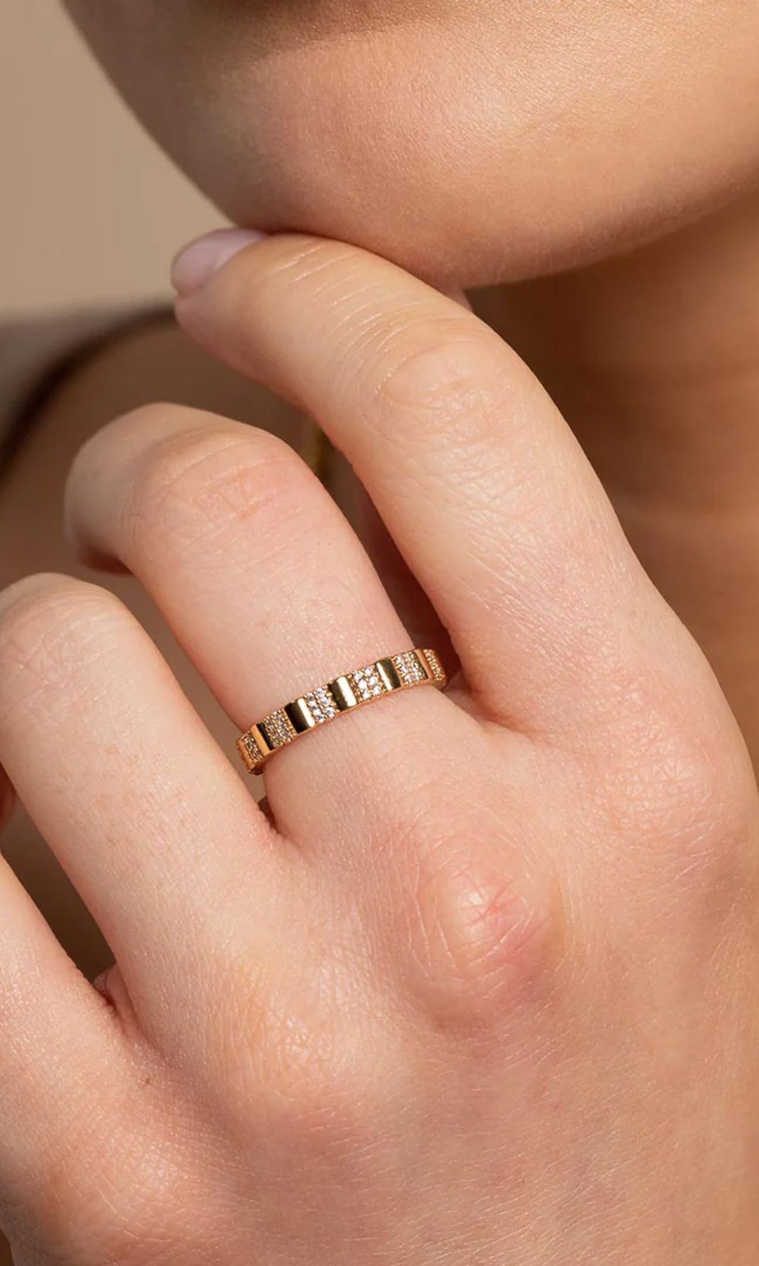 Pleated Crystal Ring