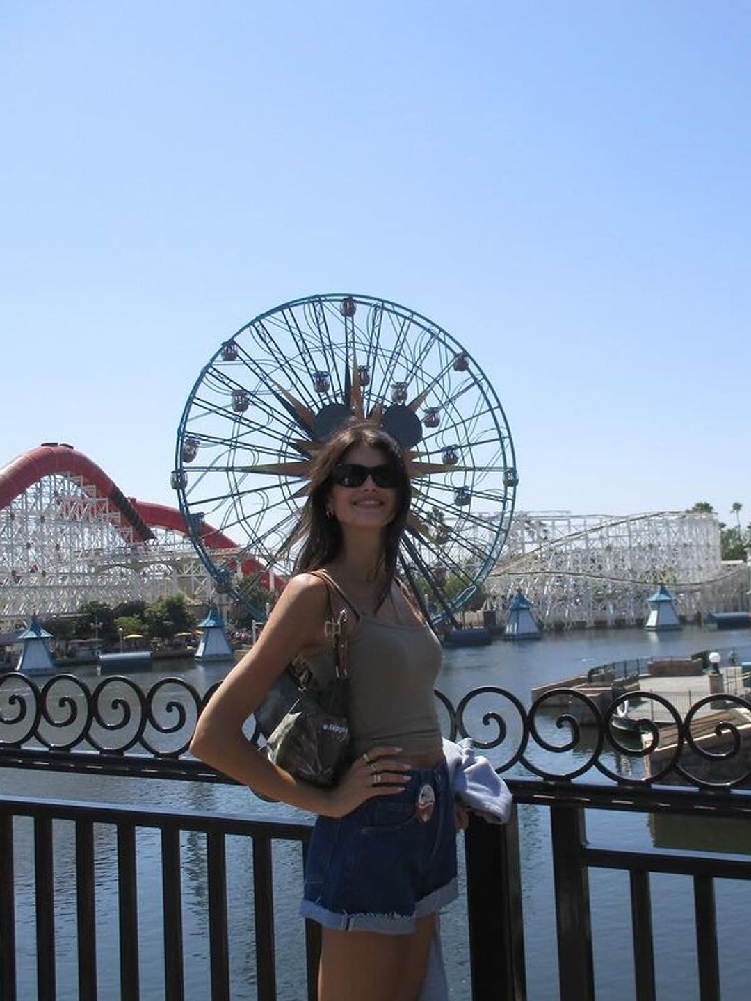 Cindy Crawford's daughter wore deni short-shorts and a vest top to Disneyland for her 23rd birthday