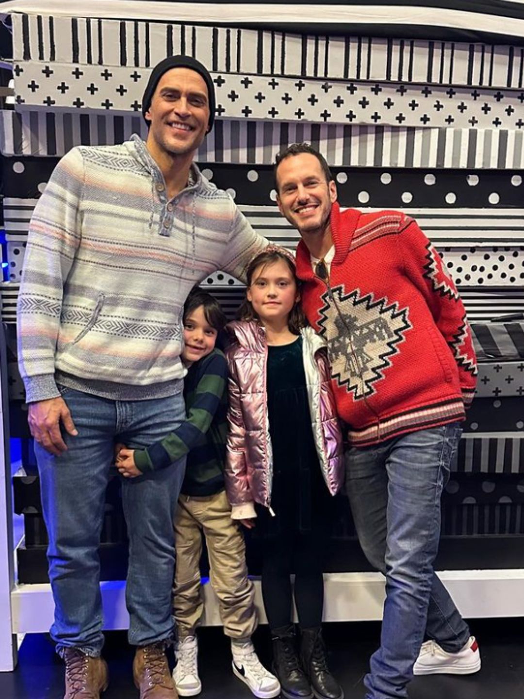 Cheyenne Jackson with his husband and their children
