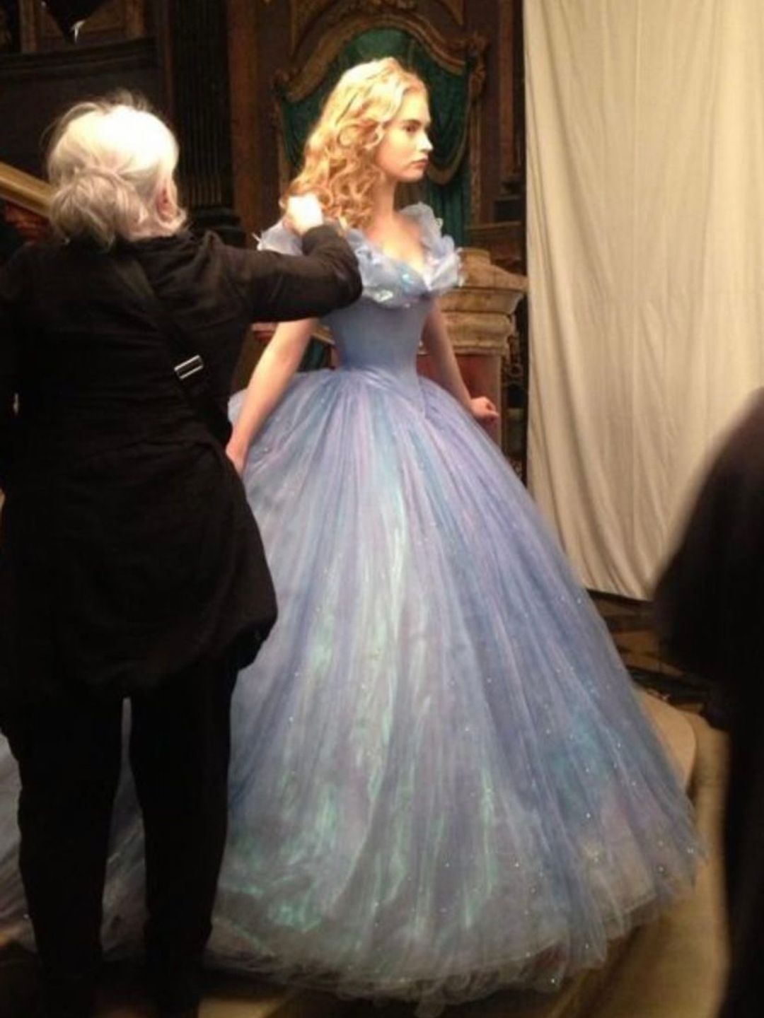 Lily James wearing the Cinderella gown 