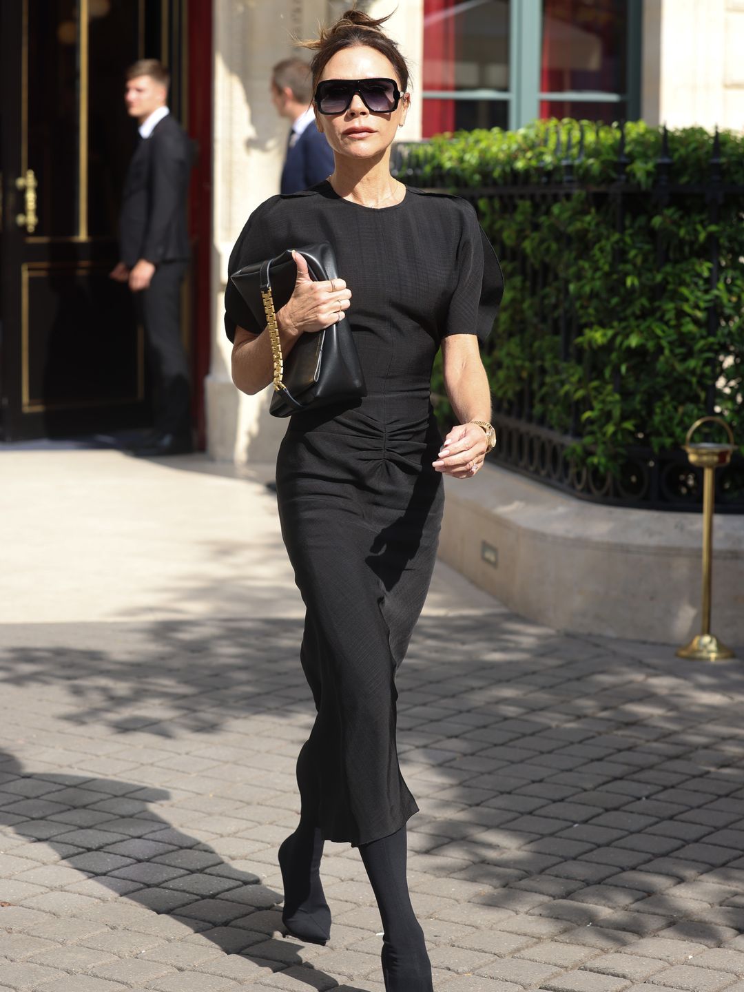 PARIS, FRANCE - SEPTEMBER 30: Victoria Beckham is seen leaving her Hotel on September 30, 2022 in Paris, France. (Photo by Pierre Suu/GC Images)