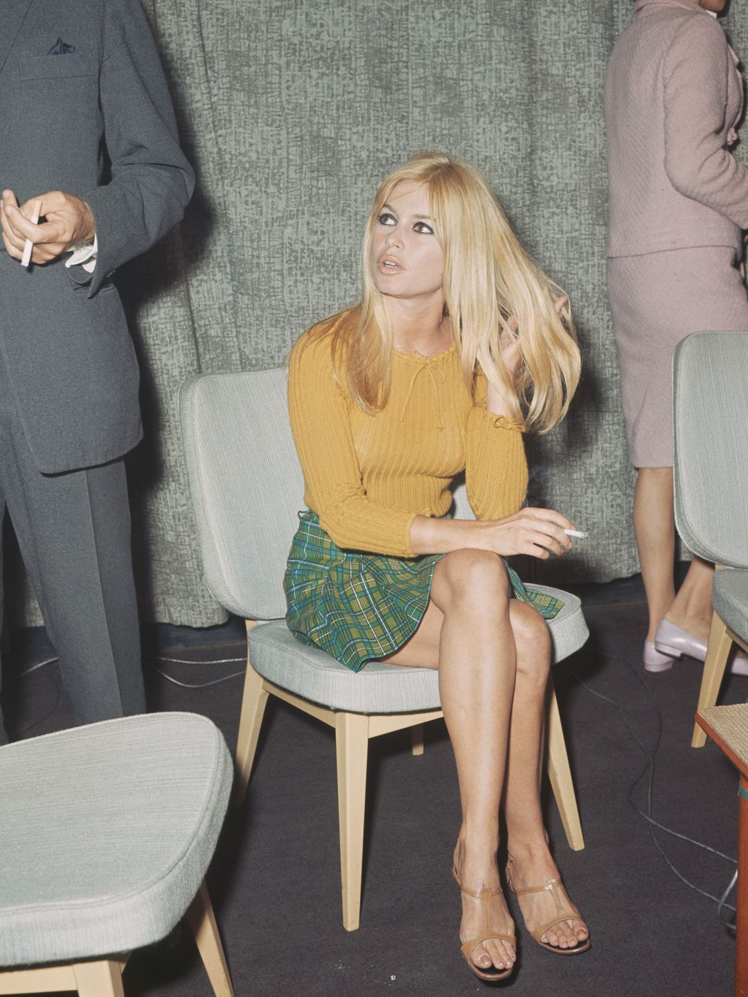 Brigitte Bardot wearing a mini skirt 