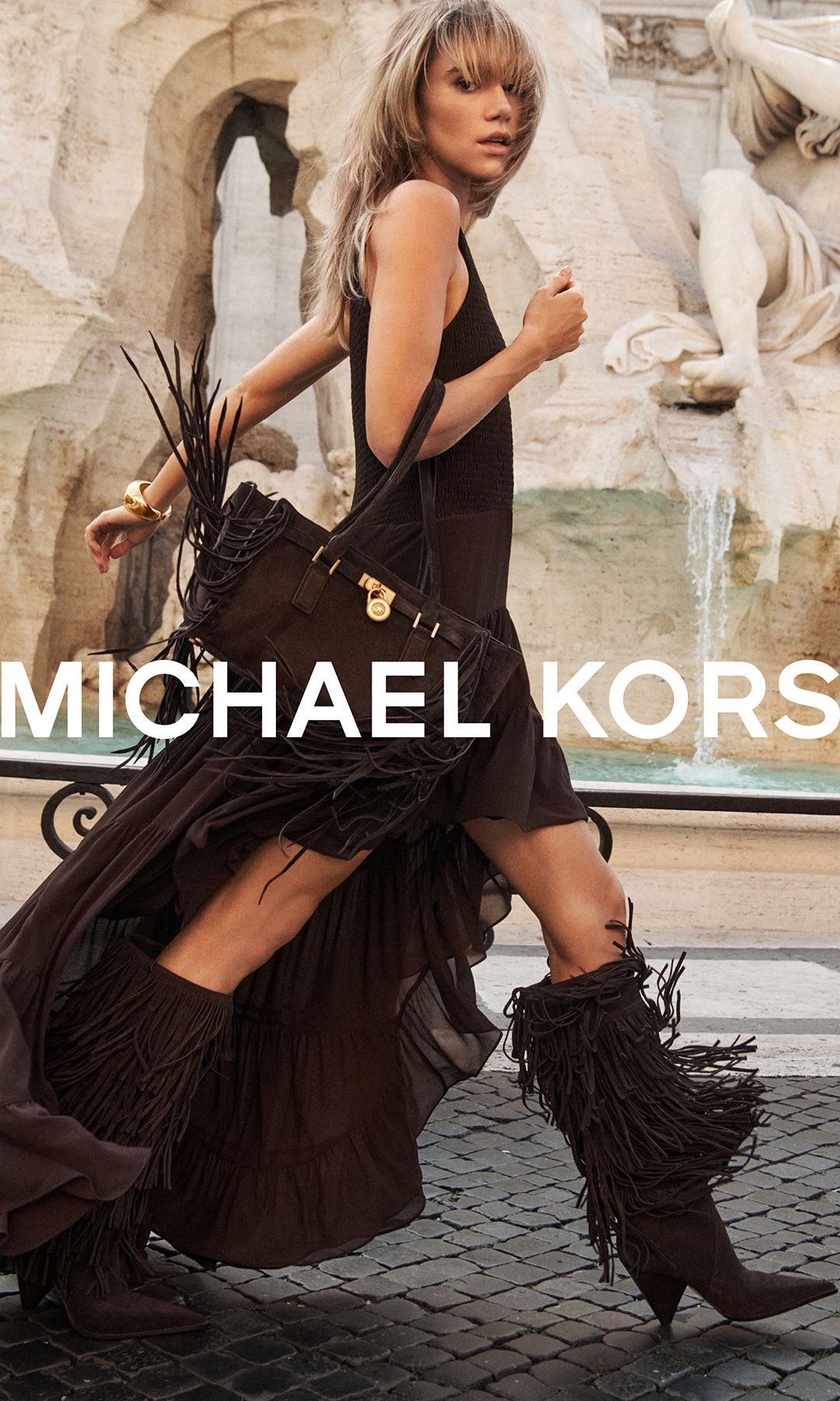 Michael Kors campaign with suki waterhouse at trevi fountain