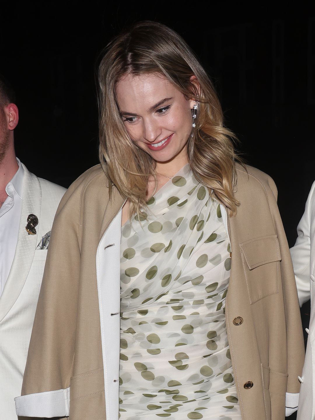  Lily James leaving her 35th birthday Party at Apollo's Muse private Members Club on April 05