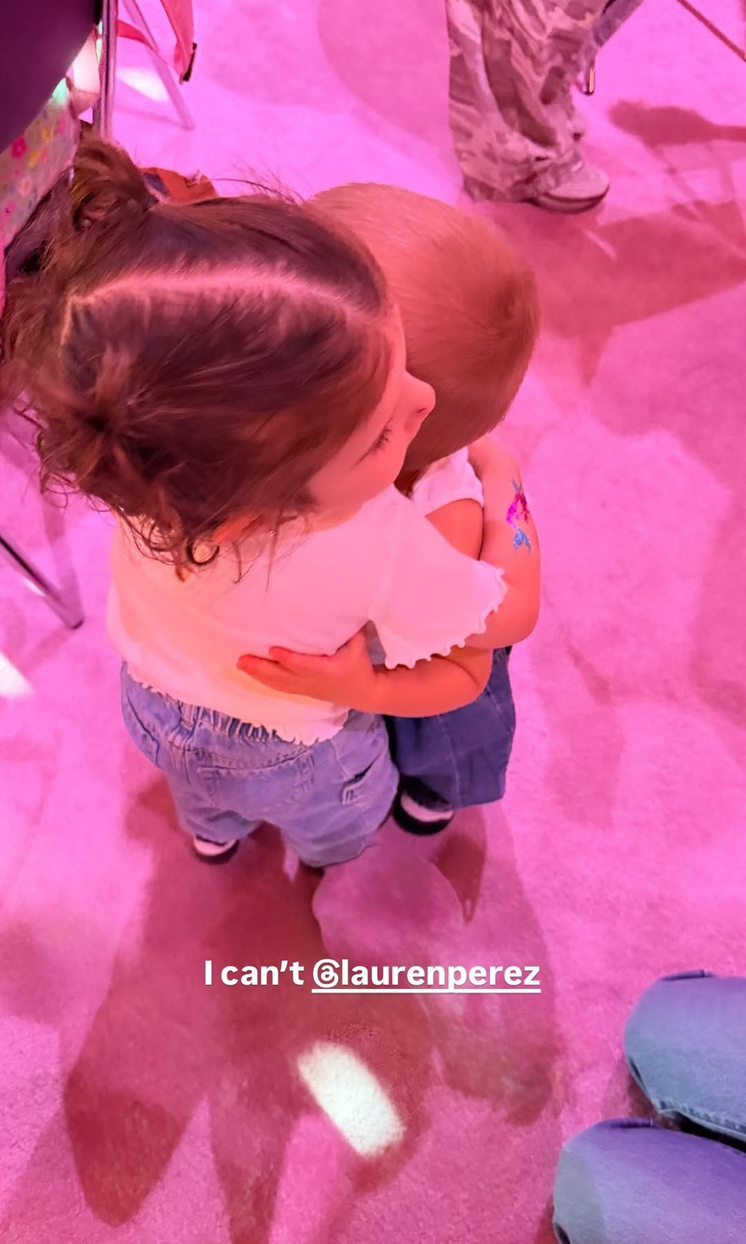 Hailey Bieber and Justin Bieber's son Jack Blues Bieber hugs Lauren Perez's daughter at Stormi and Aire Webster's birthday party, shared on Instagram