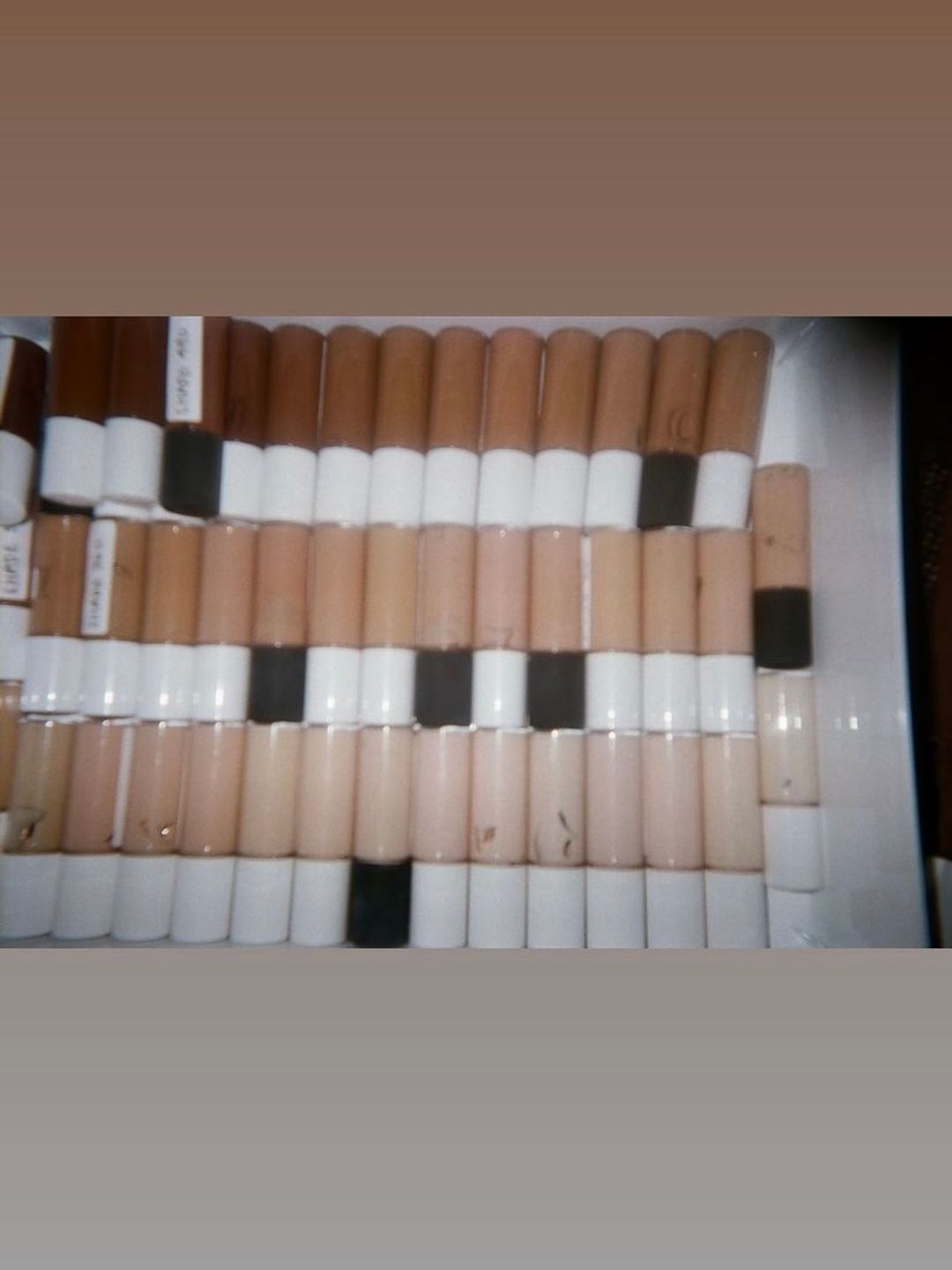 A range of shade samples from the early days of Rare Beauty 