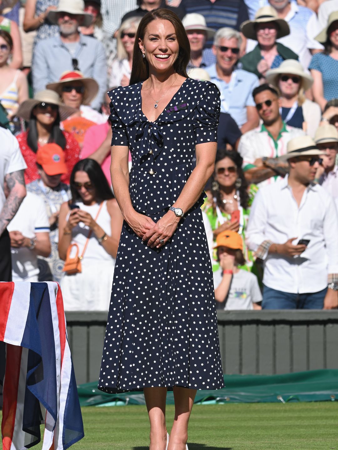 Catherine, Duchess of Cambridge attends the Men's Singles Final at All England Lawn Tennis and Croquet Club on July 10, 2022 in London, England. (Photo by Karwai Tang/WireImage)