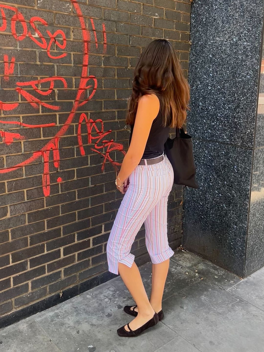 Paired with a vintage tank top, vintage suede Tod's flats and an Acne Studios tote