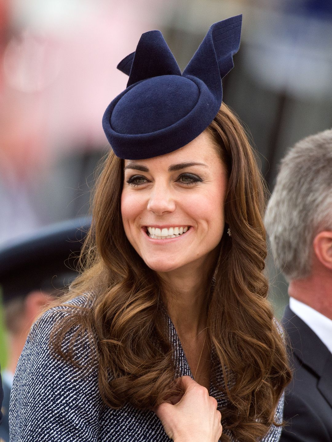 princess kate in coat and navy hat 