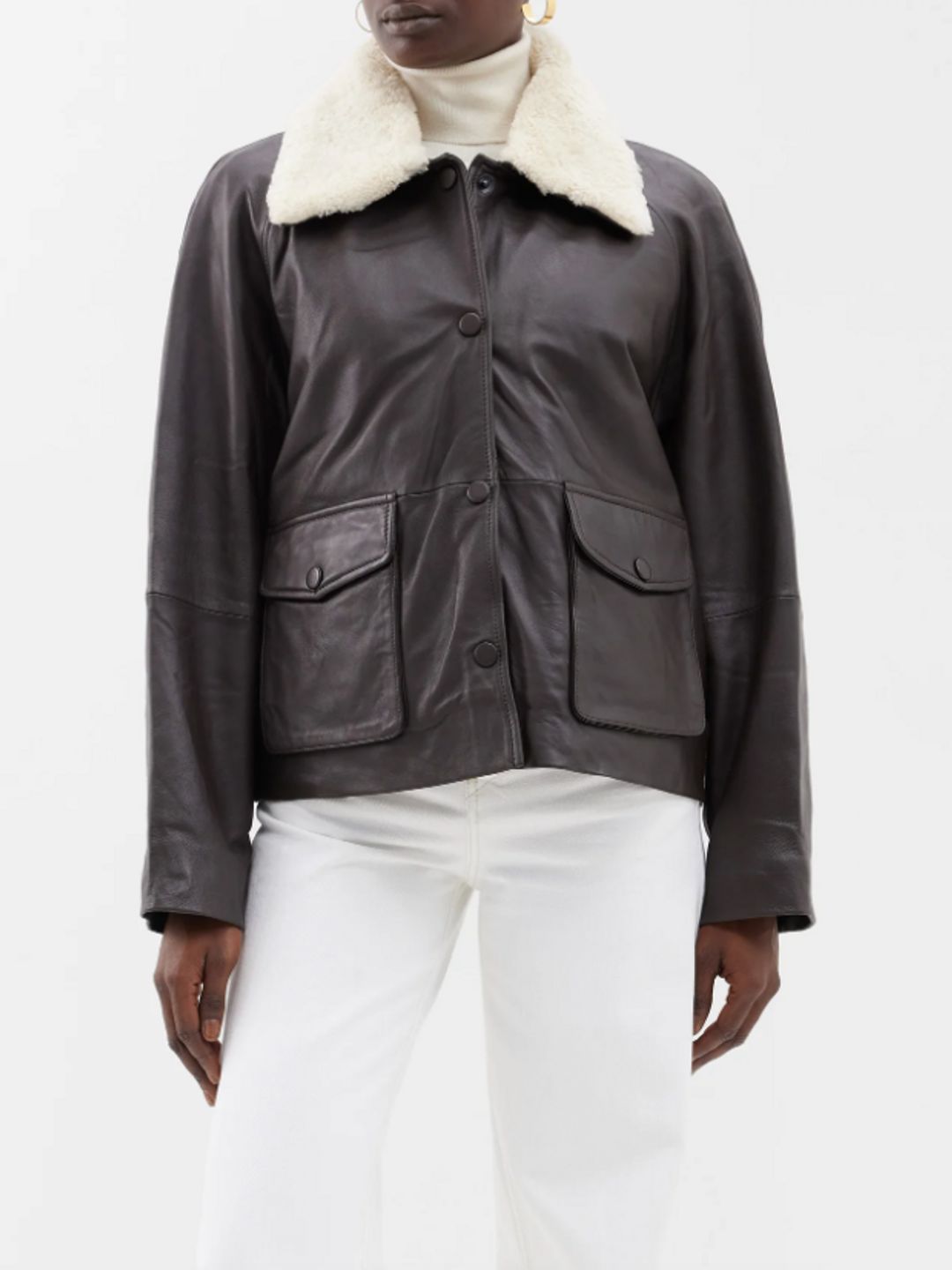 Banto shearling-collar leather bomber jacket