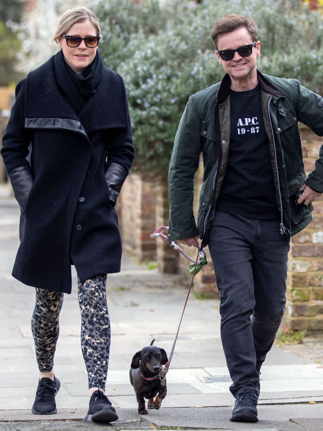 Ali Astall and Declan Donnelly with their pet dachshund Rocky