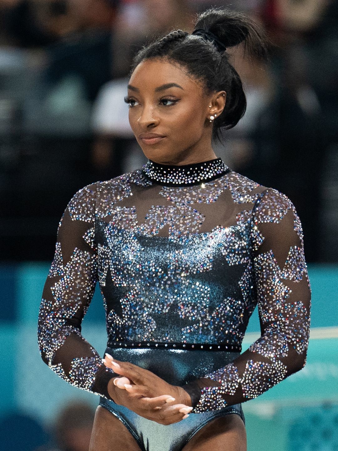 Simone Biles returned to the floor to compete in the women's gymnastics during the Paris 2024 Olympic Games