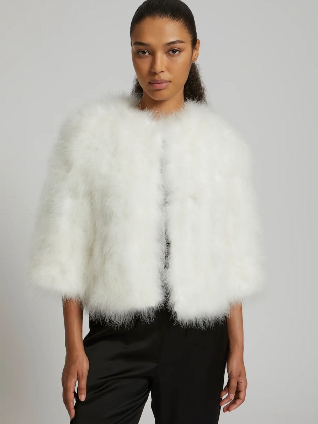 Cropped Feather Jacket - Yves Salomon