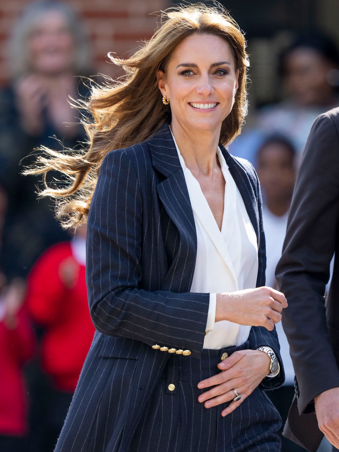 The Princess of Wales wearing a Holland Cooper pinstripe suit