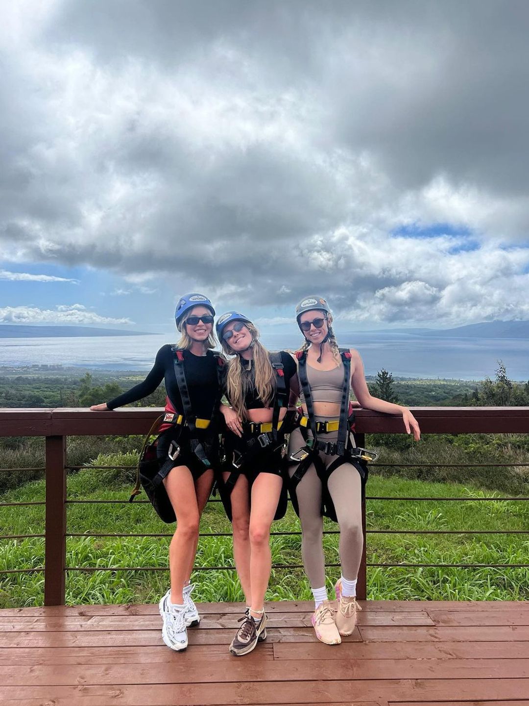 Sydney Sweeney wearing a harness with her friends 