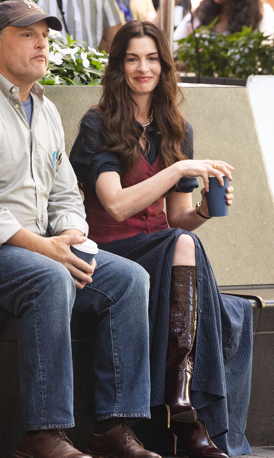 Anne Hathaway is seen filming the Devil Wears Prada 2  on July 28, 2025 in New York, New York. (Photo by MEGA/GC Images)
