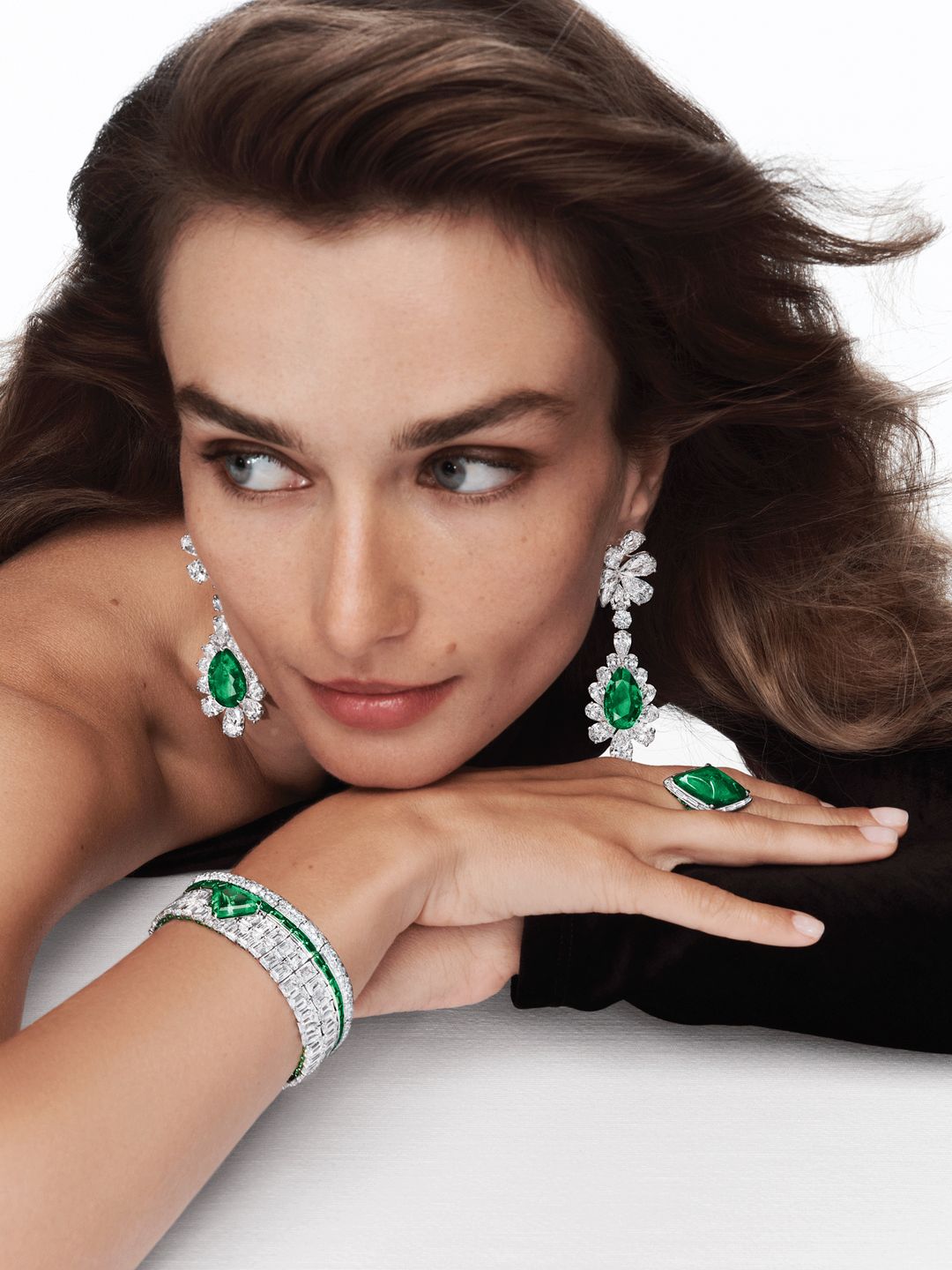 Model Andreea Diaconu poses for the Graff festive campaign 