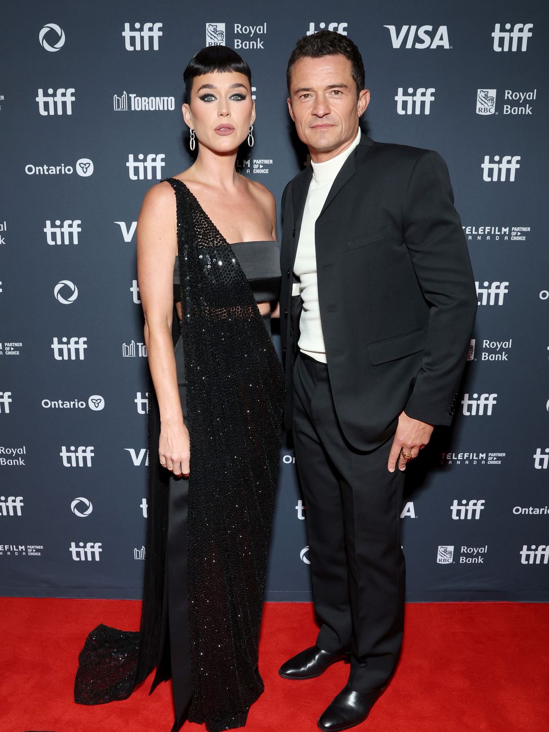 (L-R) Katy Perry and Orlando Bloom attend the premiere of "The Cut" during the 2024 Toronto International Film Festival 