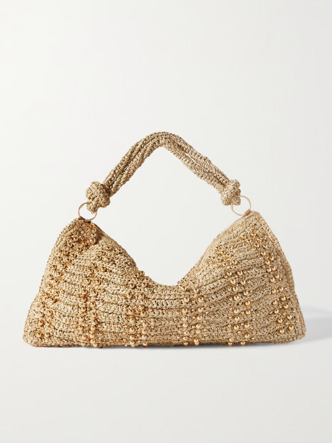 Hera bead-embellished raffia shoulder bag