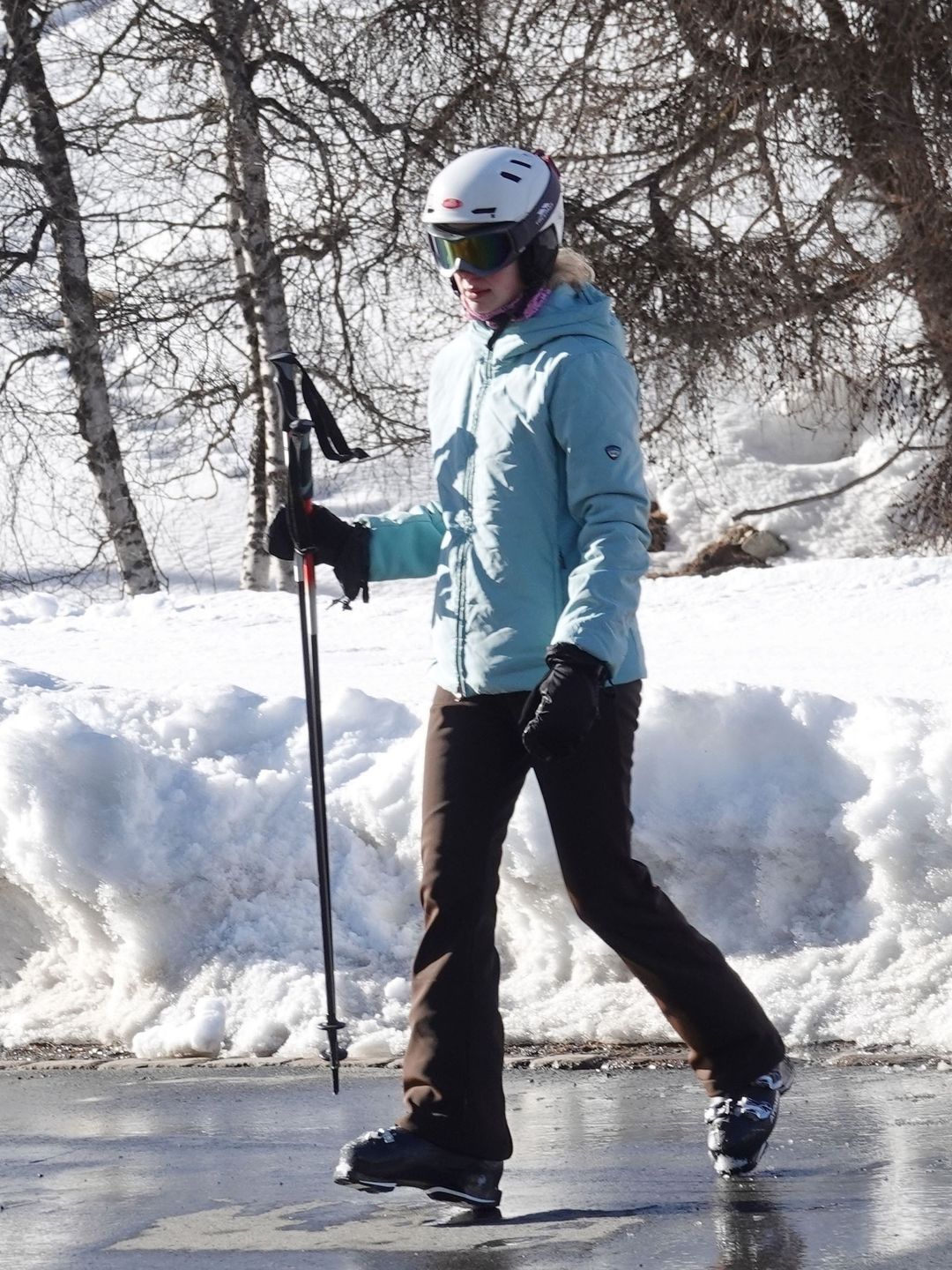 Lady Louise Windsor walking on frozen water