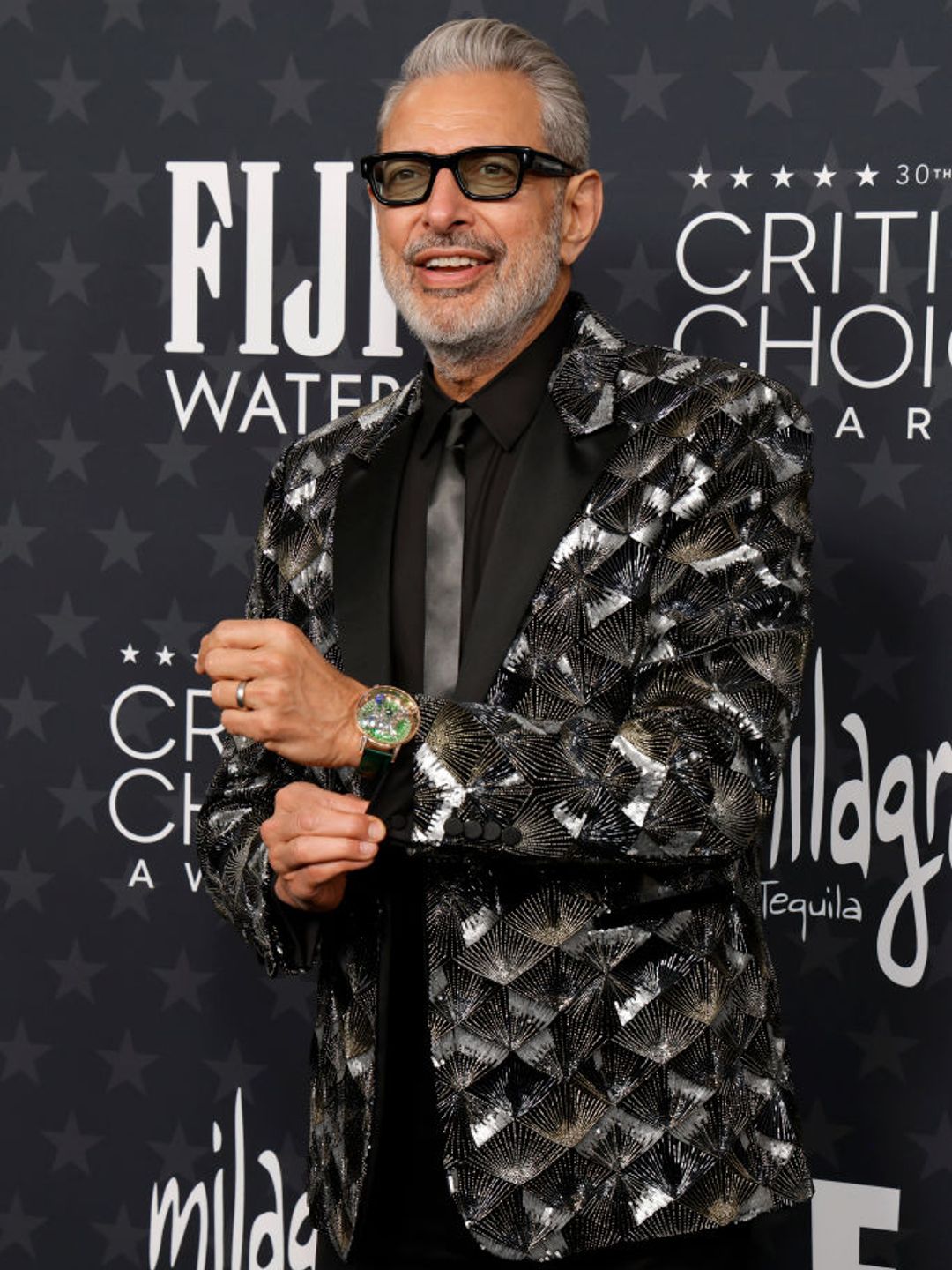 SANTA MONICA, CALIFORNIA - FEBRUARY 07: Jeff Goldblum attends the 30th Annual Critics Choice Awards at Barker Hangar on February 07, 2025 in Santa Monica, California.  (Photo by Frazer Harrison/Getty Images)