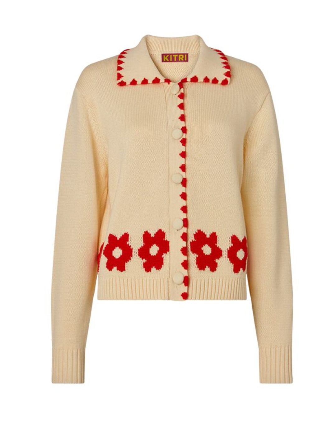 Kitri cream cardigan with red florals
