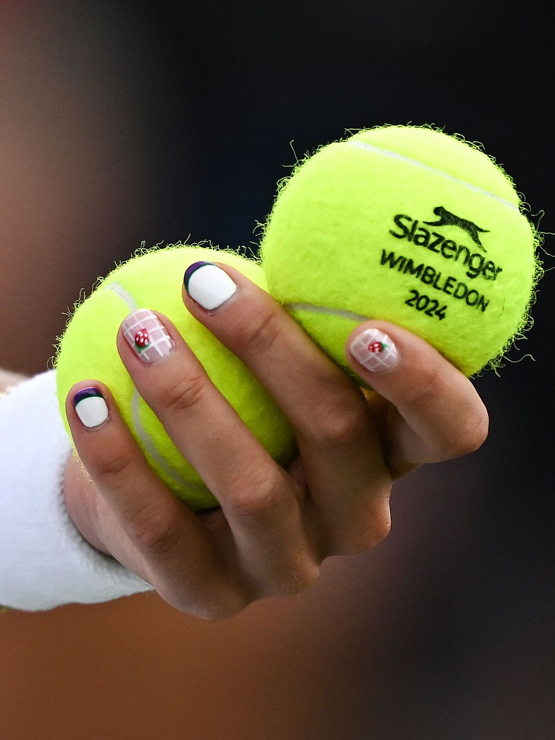 Katie Boulter's mani was on full display prior to her serve against Tatjana Maria on day two of Wimbledon 2024 