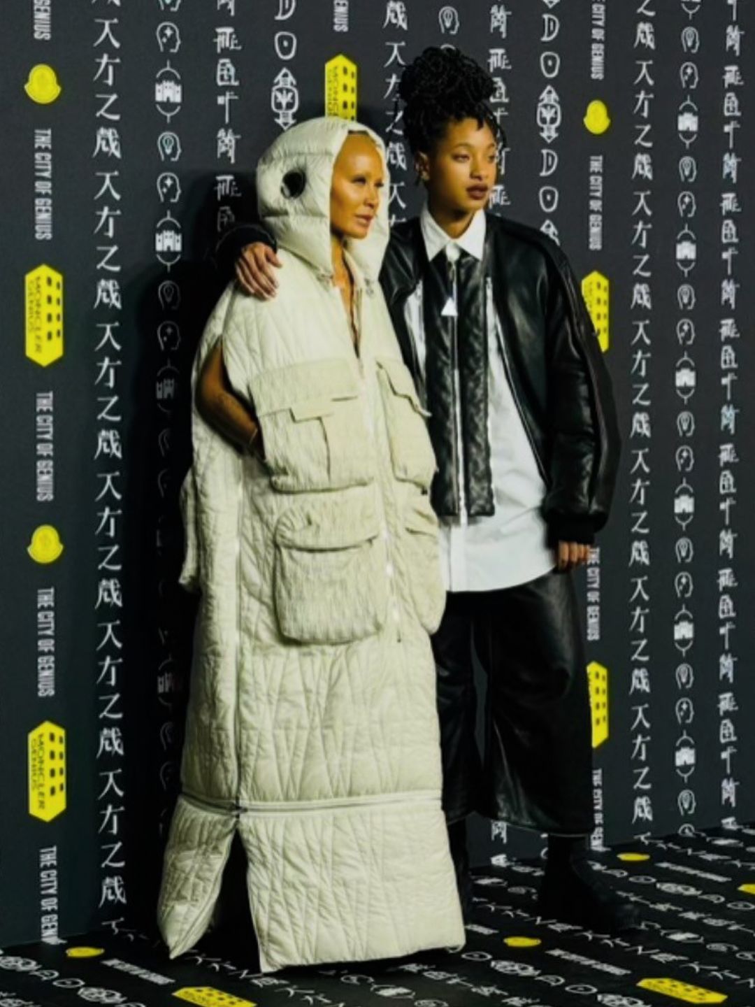 Willow and Jada Pinkett Smith appear in Shanghai for the debut of the former's new collection with Moncler Genius, shared on Instagram