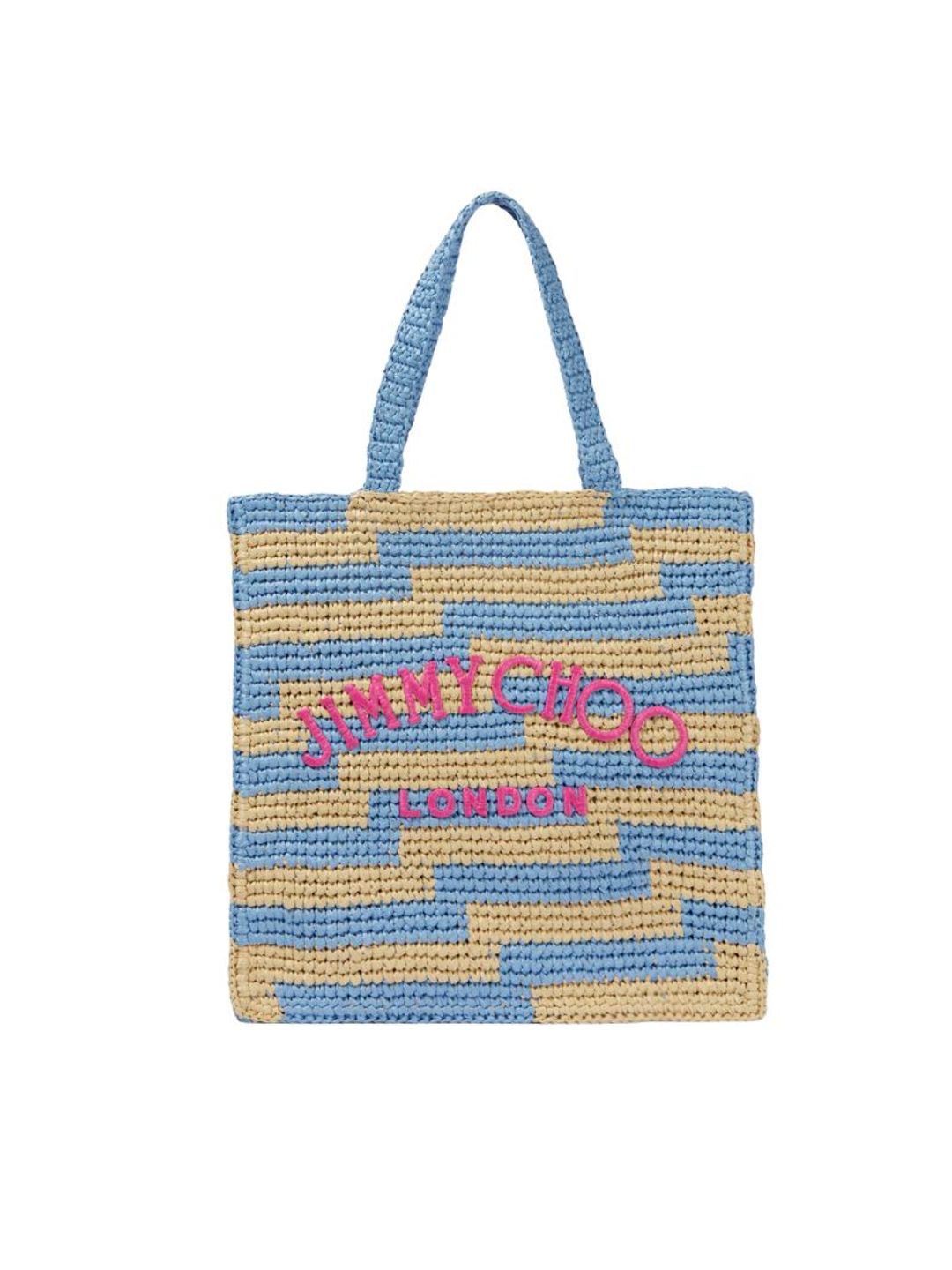 Jimmy Choo blue and pink beach bag 
