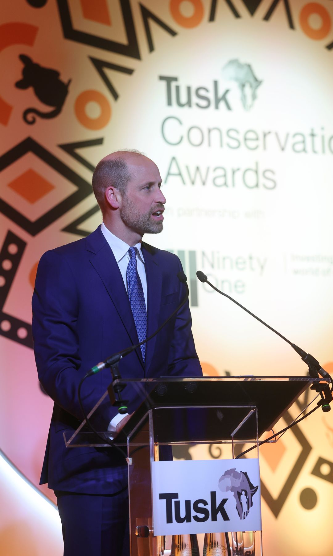 Prince William giving a speech at the Tusk Awards