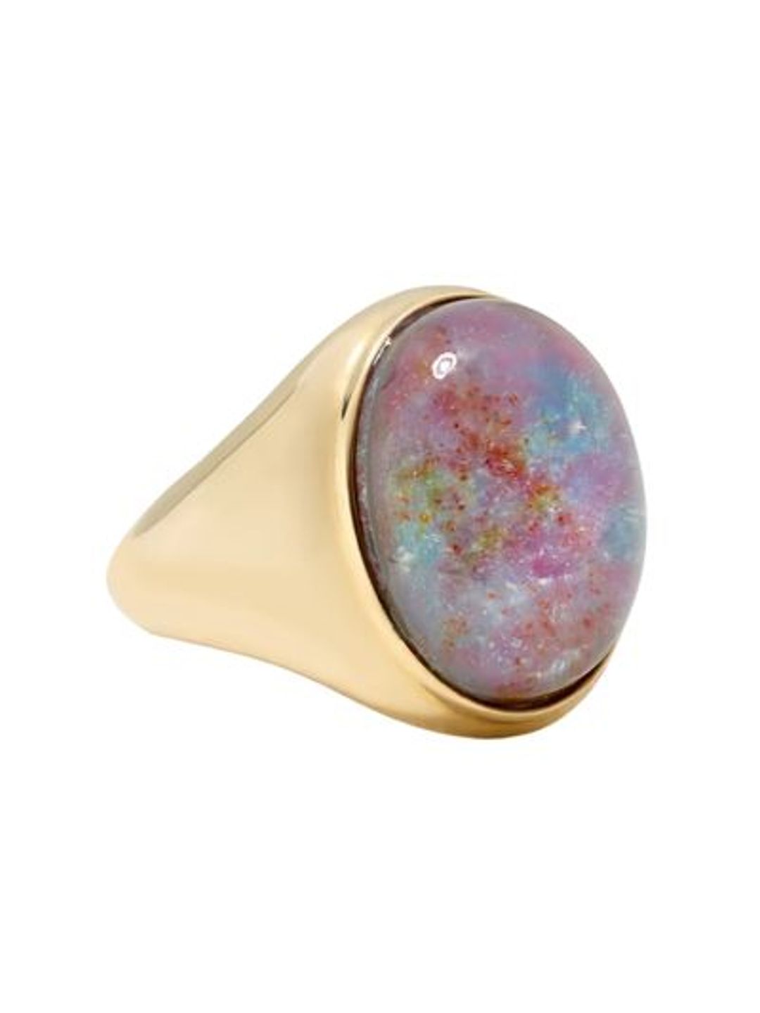 Andrea Fohrman Large Signet 14-karat gold, diamond and ruby kyanite ring