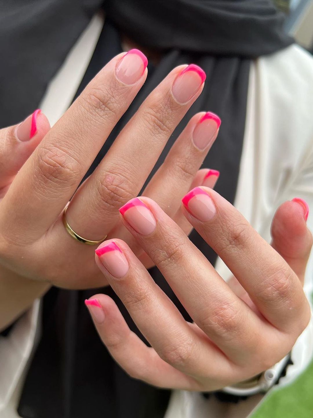Pink French tip nails