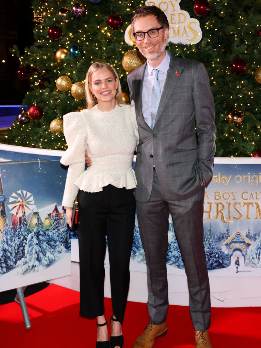Mircea Monroe and Stephen Merchant attend the UK premiere of A Boy Called Christmas in 2021